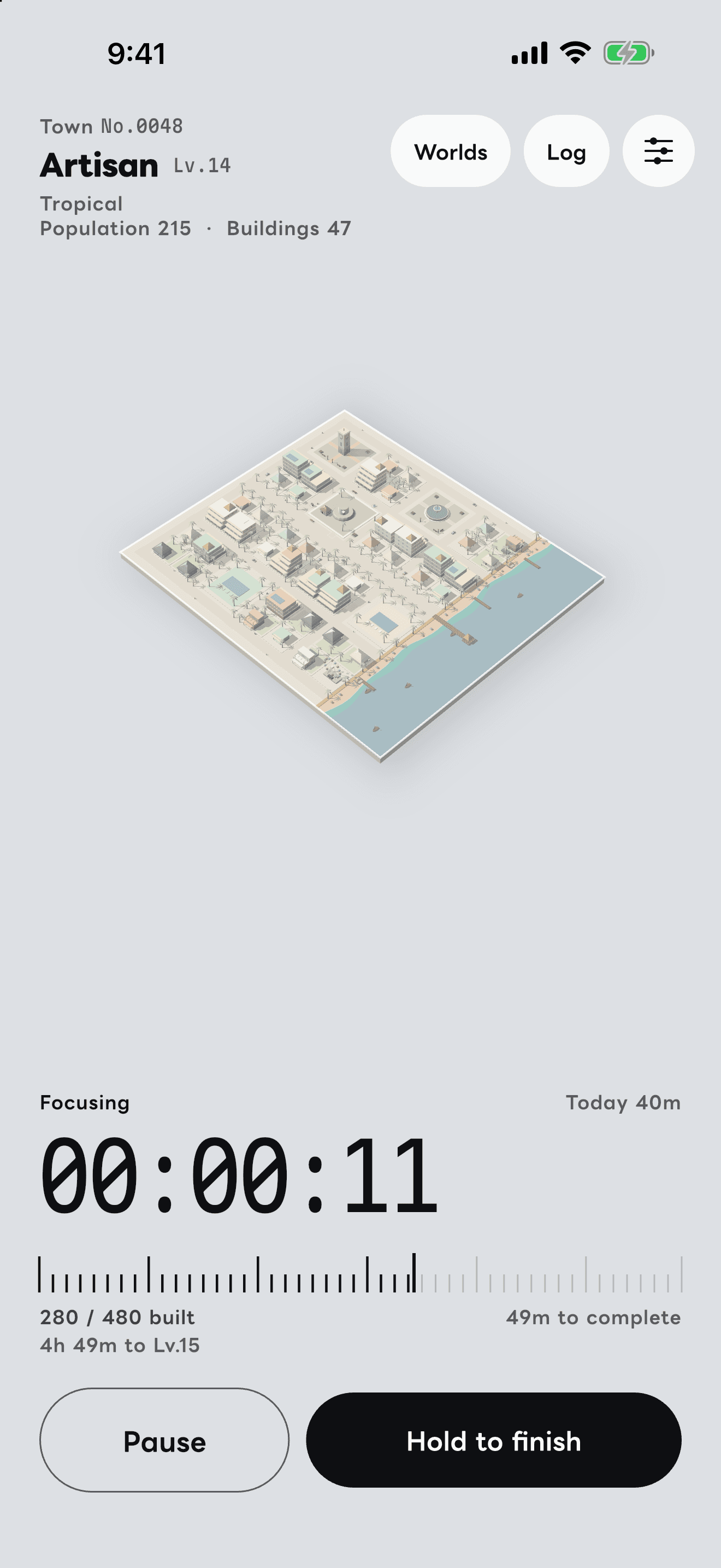 The app's Focus screen.