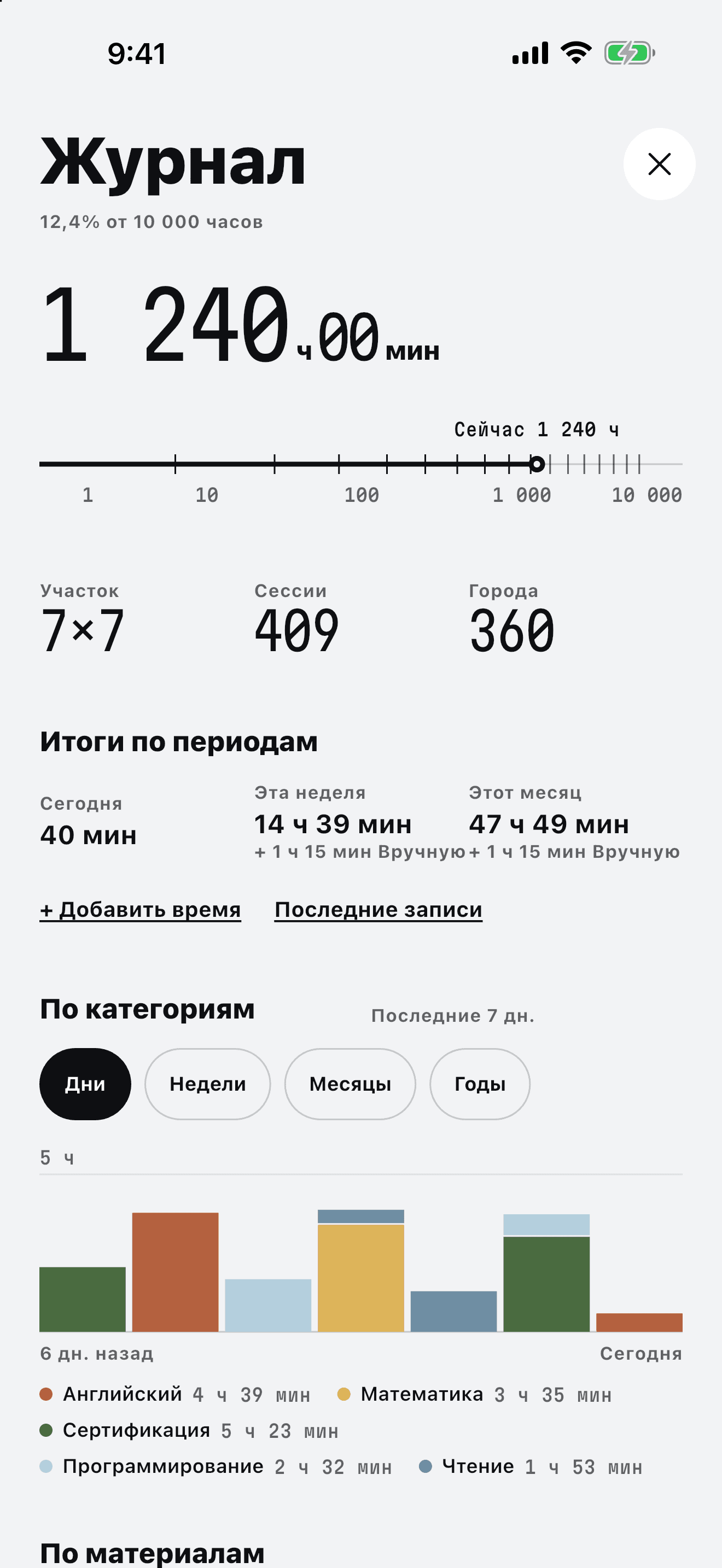 Экран приложения «Журнал».